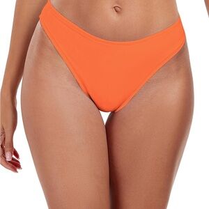 Ocean Blues Bikini Bottoms Women's Size XL Orange Cheeky High Cut